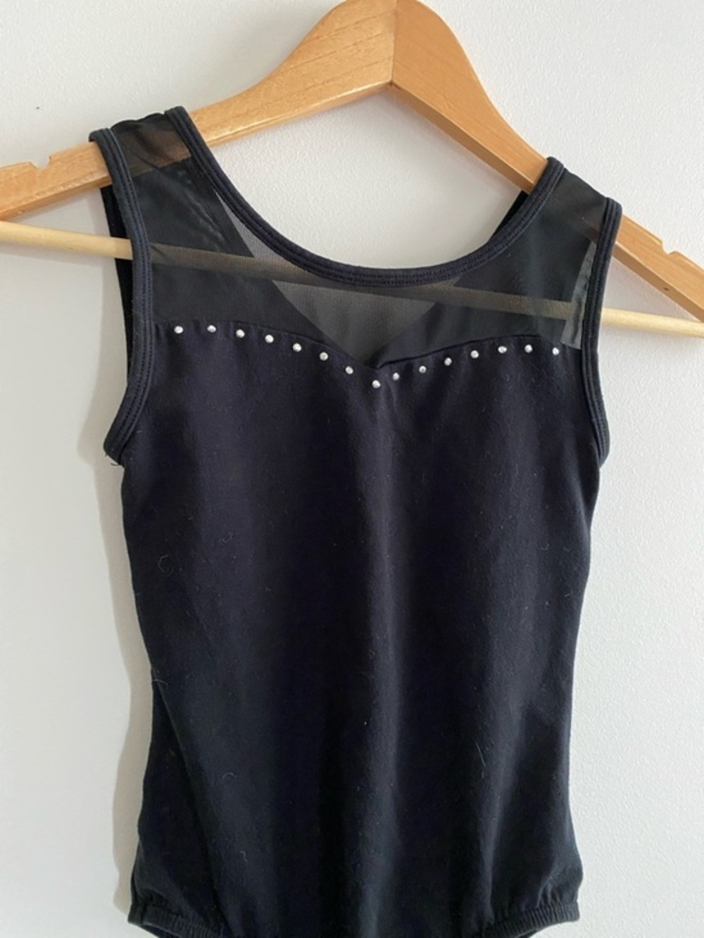 Girls black and silver mesh ballet/gymnastics leotard